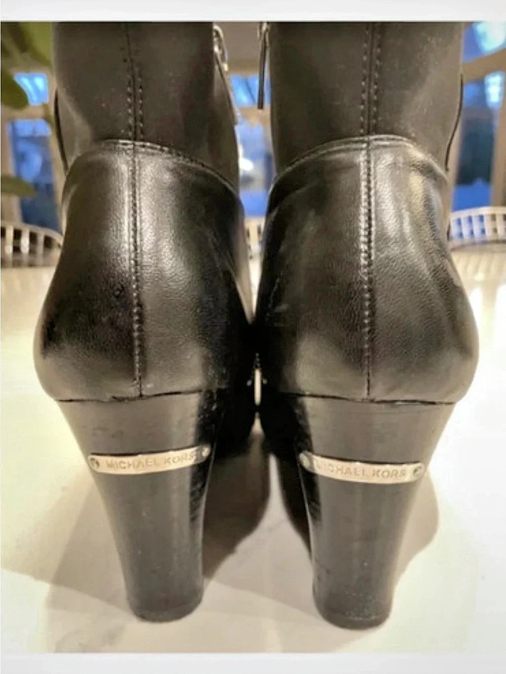 Michael Kors Bromley Black Zip Wedge Ankle Boots size 10